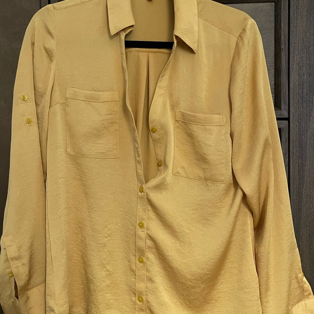 Stylish Gold Button-Up Blouse